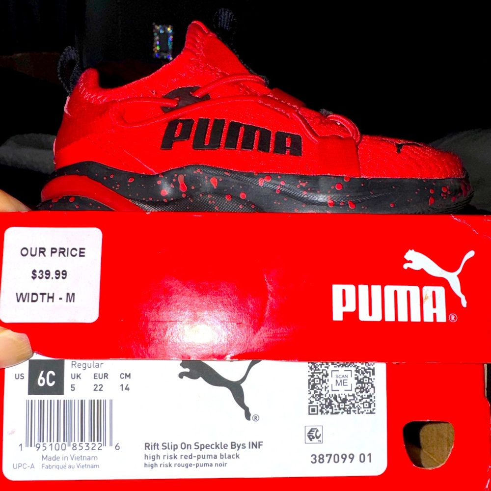Toddler size 6c Puma Red/ Black